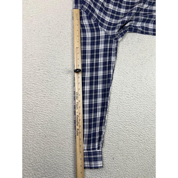 Isaia Napoli Dress Shirt Mens 16 41 Blue Plaid Cotton Button Up Italy - Picture 10 of 11